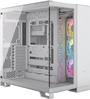 CORSAIR iCUE LINK 6500X RGB Mid-Tower Dual Chamber PC Case – White – Two Tempered Glass Panels – 3x  RX120 RGB Fans Included