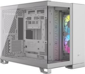 CORSAIR iCUE LINK 2500X RGB Micro ATX Dual Chamber PC Case – White – Two Tempered Glass Panels – 2x  RX120 RGB Fans Included – Highly Customizable