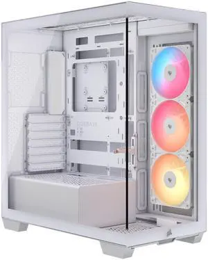 CORSAIR 3500X RS-R ARGB Mid-Tower PC Case – 3x Pre-Installed RS120-R ARGB Fans – GPU Anti-Sag Arm – Tempered Glass – Fits up to 10x 120mm Fans – Reverse Connection Motherboard Compatible, White