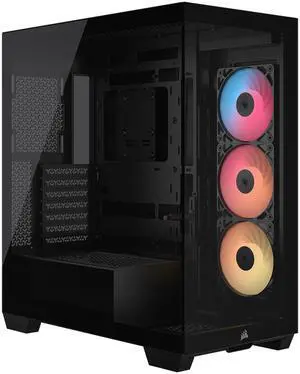 CORSAIR 3500X RS-R ARGB Mid-Tower PC Case – 3x Pre-Installed RS120-R ARGB Fans – GPU Anti-Sag Arm – Tempered Glass – Fits up to 10x 120mm Fans – Reverse Connection Motherboard Compatible