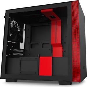 NZXT H210 - Mini-ITX PC Gaming Case - Front I/O USB Type-C Port - Tempered Glass Side Panel - Cable Management System - Water-Cooling Ready - Radiator Bracket - Steel Construction - Black/Red