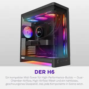 H6 RGB+ (2026) Compact Dual-chamber ATX Case - All Black H6 RGB+ (2026) Compact Dual-chamber ATX Case - All Black