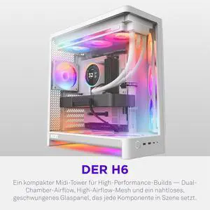 H6 RGB+ (2026) Compact Dual-chamber ATX Case - All White H6 RGB+ (2026) Compact Dual-chamber ATX Case - All White