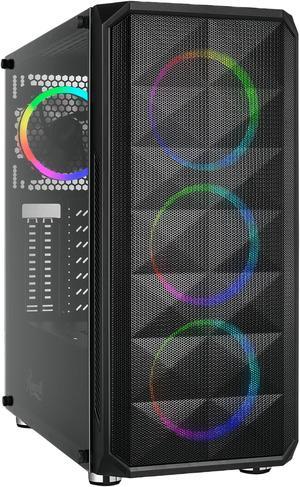 Rosewill SPECTRA D100 ATX Mid-Tower Gaming PC Computer Case, Supports 240mm & 360mm Liquid Coolers, 4 Dual-Ring RGB LED Fans, Steel Mesh Airflow, Tempered Glass, LED Mode Control