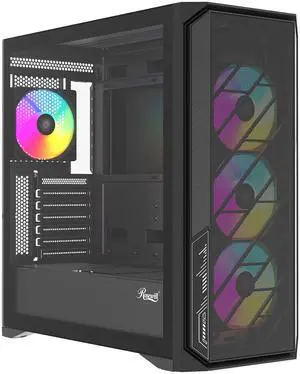 Rosewill ACA502B ATX Mid-Tower PC Gaming Case Front Mesh Panel for Airflow, Tempered Glass Side Panel, 3x Pre-Installed ARGB Fans, USB 3.0 Ports (Black)