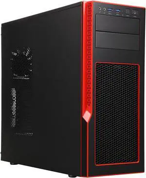 SUPERMICRO CSE-GS50-000R Black with red trim Brushed Aluminum and ABS Plastic front bezel; SGCC Steel Body Mid-Tower Gaming S5 Mid-Tower Chassis