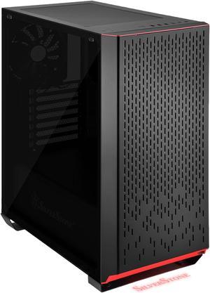 SilverStone Primera Series PM02 SST-PM02B-G Black Steel Front Panel, Steel Body, Tempered Glass Window ATX Mid Tower Computer Case Compatible PS2(ATX) Power Supply