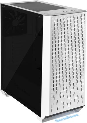 SilverStone Primera Series PM02 SST-PM02W-G White Steel Front Panel, Steel Body, Tempered Glass Window ATX Mid Tower Computer Case Compatible PS2(ATX) Power Supply