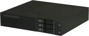 iStarUSA D-230H-T Black Aluminum / Steel 2U Rackmount Compact 3x3.5" Bay Trayless Hotswap microATX Chassis