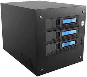 iStarUSA S-35-3M1BL Black SECC Tower Compact Stylish 3x 3.5" Hotswap mini-ITX Tower (Blue HDD Handle)