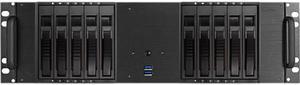 iStarUSA D-3100HB Black Aluminum 3U Rackmount Compact 10x 3.5" Bay Hotswap microATX Chassis