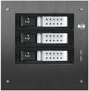 iStarUSA S-35-3DE1SL Black Aluminum / Steel Tower Compact Stylish 3x 3.5" Hotswap Trayless mini-ITX Tower - Silver HDD Handle