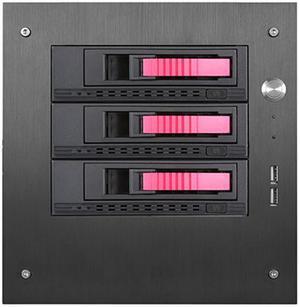 iStarUSA S-35-3M1RD Black Aluminum / Steel Tower Compact Stylish 3x 3.5" Hotswap mini-ITX Tower - Red HDD Handle