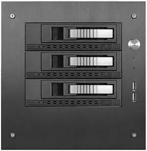 iStarUSA S-35-3M1SL Black Aluminum / Steel Tower Compact Stylish 3x 3.5" Hotswap mini-ITX Tower - Silver HDD Handle