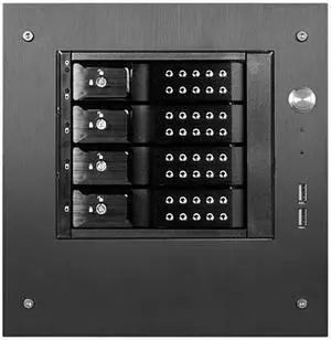 iStarUSA S-35-DE4BK Black Aluminum / Steel Tower Compact Stylish 4 x 3.5" Hotswap Trayless mini-ITX Tower - Black HDD Handle