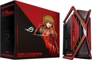 ASUS ROG Hyperion GR701 EVA-02 EATX full-tower computer case with Semi-open structure, tool-free side panels, supports up to 2 x 420mm radiators, built-in graphics card holder,2x front panel Type-C