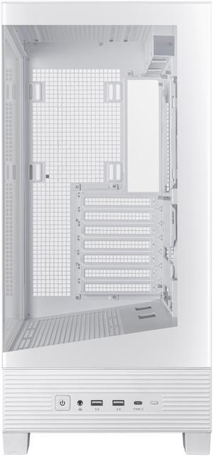 ASUS A31 White ATX Mid-Tower Gaming Case, Dual-sided tempered glass, Frameless Design, BTF Hidden Connectors, 360 AIO Support, 8° Angled Base, ARGB Ready, Optimized Airflow, Seamless Cable Management
