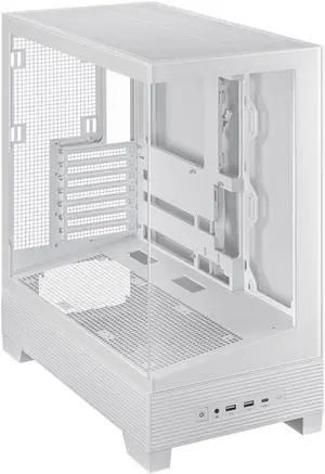 ASUS A31 White ATX Mid-Tower Gaming Case, Dual-sided tempered glass, Frameless Design, BTF Hidden Connectors, 360 AIO Support, 8° Angled Base, ARGB Ready, Optimized Airflow, Seamless Cable Management
