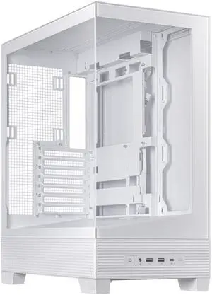 ASUS A31 White ATX Mid-Tower Gaming Case, Dual-sided tempered glass, Frameless Design, BTF Hidden Connectors, 360 AIO Support, 8° Angled Base, ARGB Ready, Optimized Airflow, Seamless Cable Management ASUS A31 White ATX Mid-Tower Gaming Case, Dual-sided tempered glass, Frameless Design, BTF Hidden Connectors, 360 AIO Support, 8° Angled Base, ARGB Ready, Optimized Airflow, Seamless Cable Management