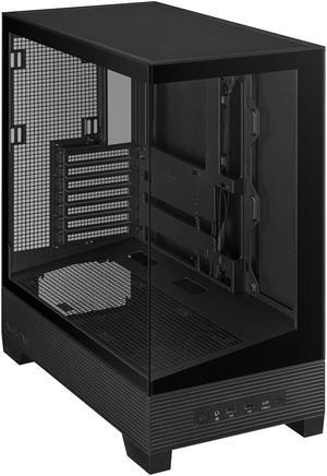ASUS A31 Black ATX Mid-Tower Gaming Case, Dual-sided tempered glass, Frameless Design, BTF Hidden Connectors, 360 AIO Support, 8° Angled Base, ARGB Ready, Optimized Airflow, Seamless Cable Management