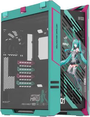 ASUS ROG Strix Helios II Hatsune Miku Edition Gaming PC Case, Dual Tempered Glass Side Panels, Support for Graphics Cards up to 450mm Long, Graphics Card Braces and Support for up to 420mm Radiators