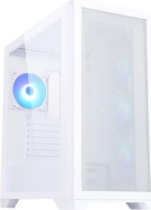 Sama TS01-RGB-W White Dual USB3.0 and Type C Tempered Glass ATX Full Tower Gaming Computer Case w/ 4 x 120mm ARGB Fans (3 x MB Side, 1 x Rear) Pre-Installed