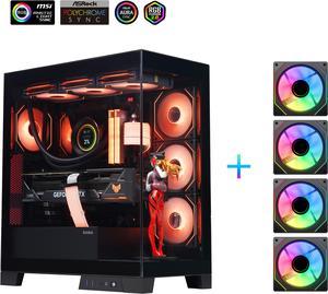 Sama Neview 2351 Black Dual USB30 and Type C Tempered Glass ATX Mid Tower Gaming Computer Case w 4 x 120mm ARGB Fans 3 x MB Side 1 x Rear PreInstalled