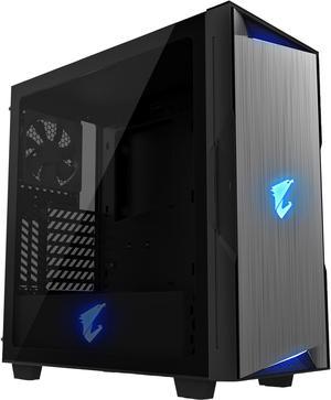 GIGABYTE AORUS C300 Glass ATX Gaming Case, Tinted Tempered Glass, RGB Fusion 2.0, USB 3.1 Gen 2 Type C and HDMI, VR Ready, Watercooling Ready, Vertical GPU mount support, Enhanced Airflow - GB-AC300G