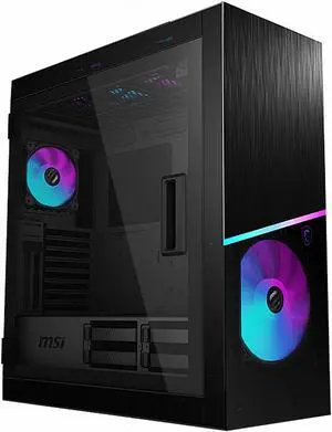 MSI MPG SEKIRA 500X Mid-Tower Aluminum and Steel Computer Case Designed for up to EATX Motherboards with USB 3.2 Gen 2 Type-C, 2x Tool-Less Tempered Glass, and Five Case Fans included.