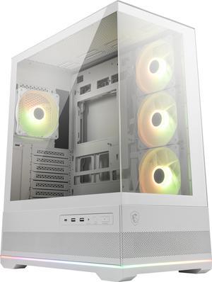 MSI MAG PANO 110R PZ White - Mid-Tower Gaming PC Case - Tempered Glass Side Panel - 4 x 120mm ARGB Fans - Liquid Cooling Support up to 360mm Radiator - Mesh Panel for Optimized Airflow