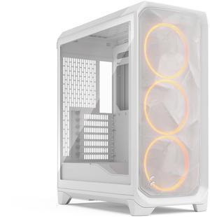 Fractal Design Meshify 3 RGB ATX mATX Mid Tower PC Case - White Chassis with Clear TG Side Panel