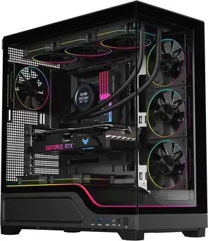 DIYPC IDX5-BK-ARGB Black Dual USB3.0/ 1 x Type C Tempered Glass ATX Gaming Computer Case w/ Dual Tempered Glass Panel and 4 x ARGB PWM Fans (Pre-Installed)