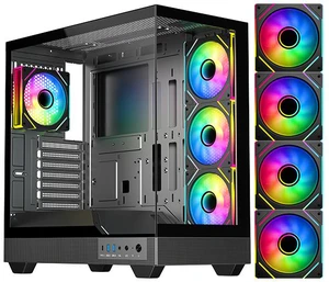 DIYPC IDX6-ATX-ARGB Black Dual USB3.0 / Type C Tempered Glass ATX Gaming Computer Case w/ Dual Tempered Glass Panel and 4 x ARGB PWM Fans (Pre-Installed). DIYPC IDX6-ATX-ARGB Black Dual USB3.0 / Type C Tempered Glass ATX Gaming Computer Case w/ Dual Tempered Glass Panel and 4 x ARGB PWM Fans (Pre-Installed).