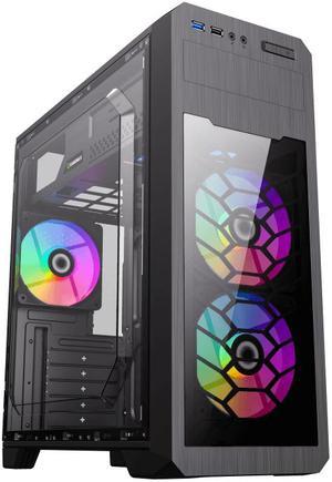 GAMEMAX Black Steel/Tempered Glass USB3.0/ Type C Micro ATX Tower Spark  Computer Case w/ Dual Tempered Glass Side Panel 