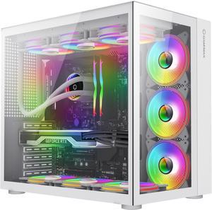 Gamemax Infinity White USB3.0 /Type C Tempered Glass ATX Mid Tower Gaming Computer Case w/ DualTempered Glass Panels  (Fans Not Included)