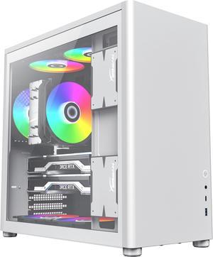 Gamemax Spark Pro Full White Steel/Tempered Glass USB3.0/Type C ATX Mid Tower Computer Case w/ Dual Tempered Glass Side Panel