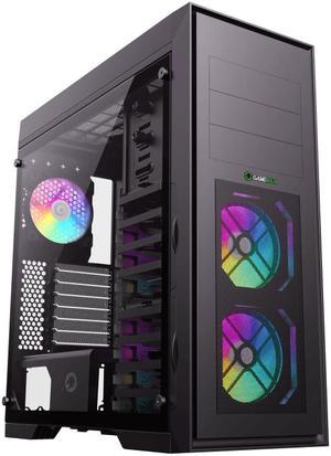GAMEMAX Master TG Black Tempered Glass Full Tower Computer Case w/3x120mm Autoflow Rainbow Fans (Pre-Installed)
