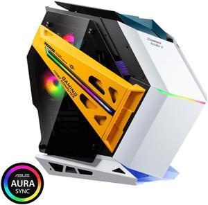 GAMEMAX AutoBot II/ White/Blue/Orange USB3.0 Tempered Glass ATX Full Tower Gaming Computer Case w/3 Rainbow Fans (Pre-Installed)