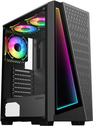 GAMEMAX Prism Premium Mid Tower USB3.0 Tempered Glass ATX Gaming Case w/3 x ARGB Fans (Pre-Installed)