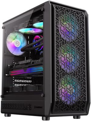 GAMEMAX Forge AB Black Tempered Glass USB3.0 and Type C  Mid Tower ATX PC Gaming Case w/6 x ARGB Fans (Pre-Installed)