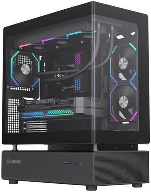 GAMEMAX Infinity N80 BK Black Curved Tempered Glass USB3.0/Type C ATX Mid Tower Case w/6 PWM ARGB Fans (Pre-Installed)