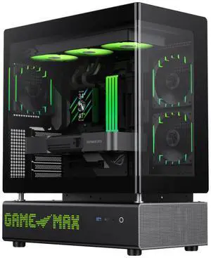 GAMEMAX GAMEMAX N90 Modular Dual-Chamber PC Case N90 BG Black 270° Panoramic Curved Glass Panel ATX Mid Tower case GAMEMAX GAMEMAX N90 Modular Dual-Chamber PC Case N90 BG Black 270° Panoramic Curved Glass Panel ATX Mid Tower case