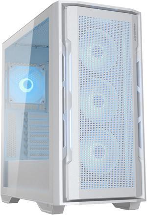 Cougar Uniface RGB PC Gaming Case Mid Tower for Mini ITX/Micro ATX/ATX/CEB/E-ATX MB, Supports 400mm GPU, RGB Fans Pre-Installed 3X 120mm Front 1x 120mm Back Tempered Glass Panel, White