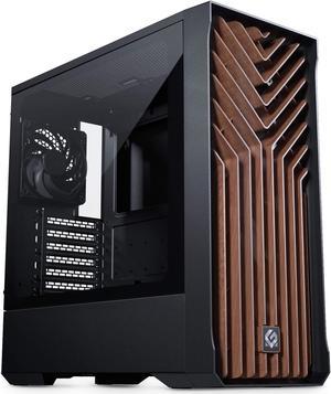 MagniumGear Neo Air 2 ATX Mid-tower, High Airflow wood texture front panel design, 4x 120 Black fans, Tempered Glass, Black