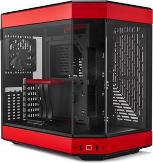 HYTE Y60 Modern Aesthetic Dual Chamber Panoramic Tempered Glass Mid-Tower ATX Computer Gaming Case with PCIe 4.0 Riser Cable Included, Red