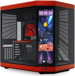 HYTE Y70 Touch Dual Chamber ATX Mid Tower Modern Aesthetic Case With Integrated 2.5K LCD Touchscreen - Black Cherry