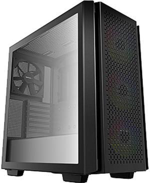 DeepCool CG560 Mid-Tower ATX Case, Mesh Front Panel for High Airflow, Three Pre-Installed 120mm ARGB fans, 140mm Rear Black Fan, Tempered Glass, Black