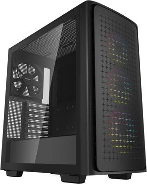 DeepCool CK560 Mid-Tower ATX Case, Airflow Front Panel, Full-Size Tempered Glass Window, 3x 120mm ARGB Fans, 1x 140mm Fan, E-ATX Motherboard Support, Front I/O USB Type-C, Black