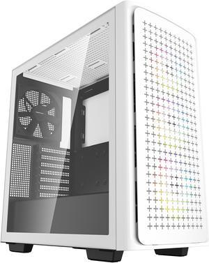 DeepCool CK560 WH Mid-Tower ATX Case, Airflow Front Panel, Full-Size Tempered Glass Window, 3x 120mm ARGB Fans, 1x 140mm Fan, E-ATX Motherboard Support, Front I/O USB Type-C, White