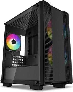 DeepCool CC360 ARGB M-ATX Airflow case, 3x Pre-Installed 120mm ARGB Fans, Tempered Glass Side Panel, Magnetic Top Mesh Filter, USB 3.0